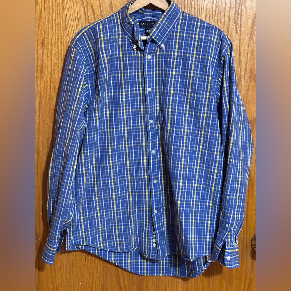 Lands End men’s button down sz large blue